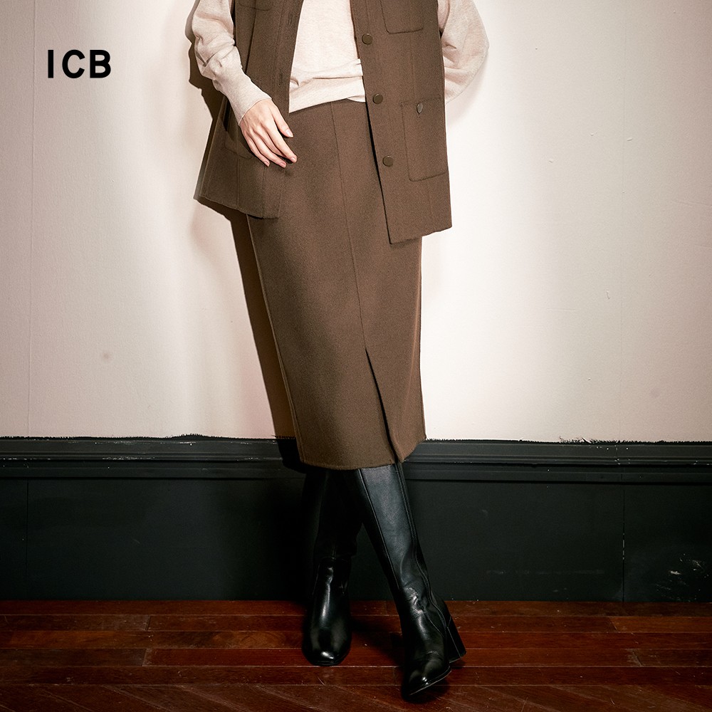 羊毛羊绒混纺直筒半身裙商场同款