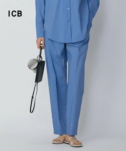 商场同款 直筒休闲长裤 通勤职业OL宽松混纺弹力阔腿裤 ICB日系春季