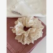 韩国博主fever同款 芭蕾风进口双层蕾丝布艺发圈大肠圈甜美发饰女