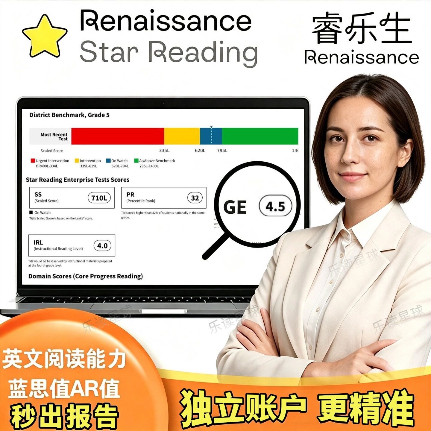 Star测试test英语原版分级阅读SR能力测试AR值蓝思值lexile英文