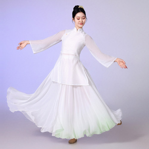 新款古典演出服女一扇百年艺考同款飘逸大裙摆中国风群舞剧目服装