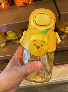 香港迪士尼乐园 小熊维尼柠檬系列儿童水杯防摔夏季上学吸管水壶