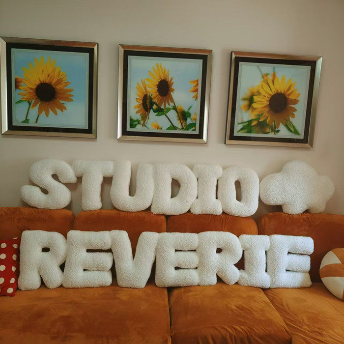 泰迪绒羊羔绒字母抱枕靠垫家居沙发床头汽车男女朋友生日节假礼物