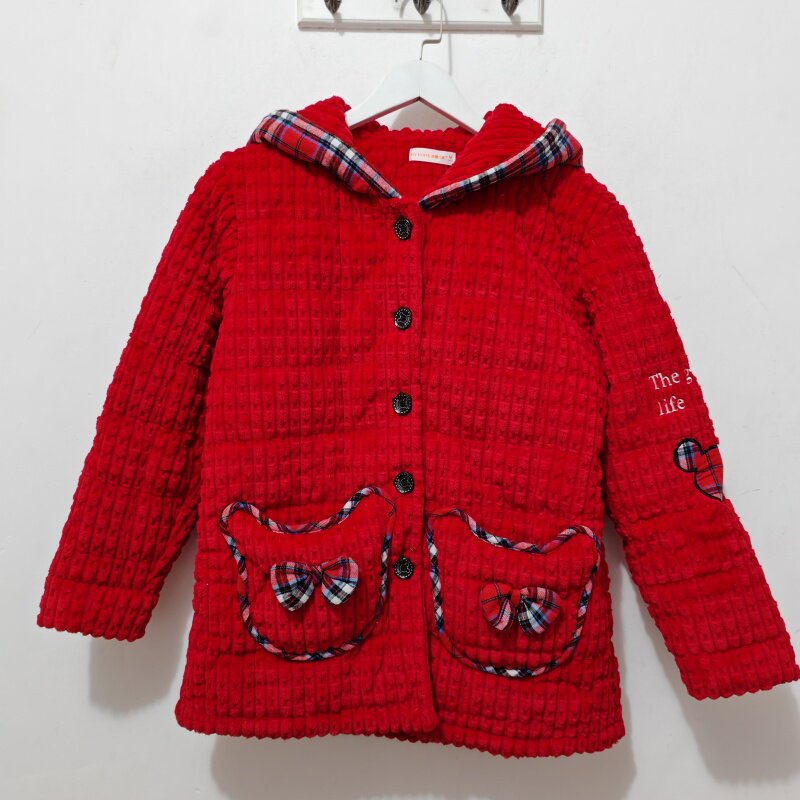 XL码 品牌睡衣 冬季 女士 三层夹棉连帽喜庆保暖单件睡衣家居服