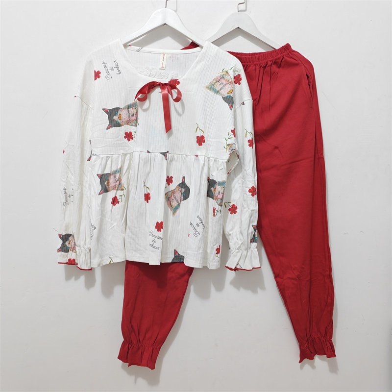 M-XL码 瑕疵清仓 女士睡衣 春秋女甜美可爱娃娃款家居服睡衣套装