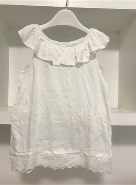 2-7岁 专柜正品oshkosh女童T恤 夏季 女宝纯棉淑女荷叶领上衣