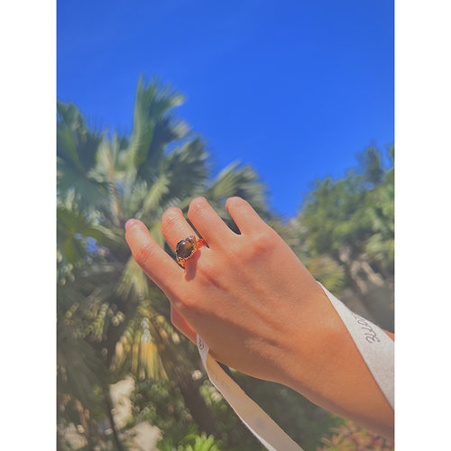 太妃 法式复古美拉德开口戒指虎眼焦糖925银镀金CHASINGCHARLOTTE