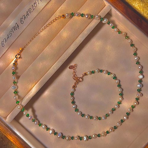 绿野 法式复古珍珠项链S925银镀金ins锁骨颈链 CHASING CHARLOTTE