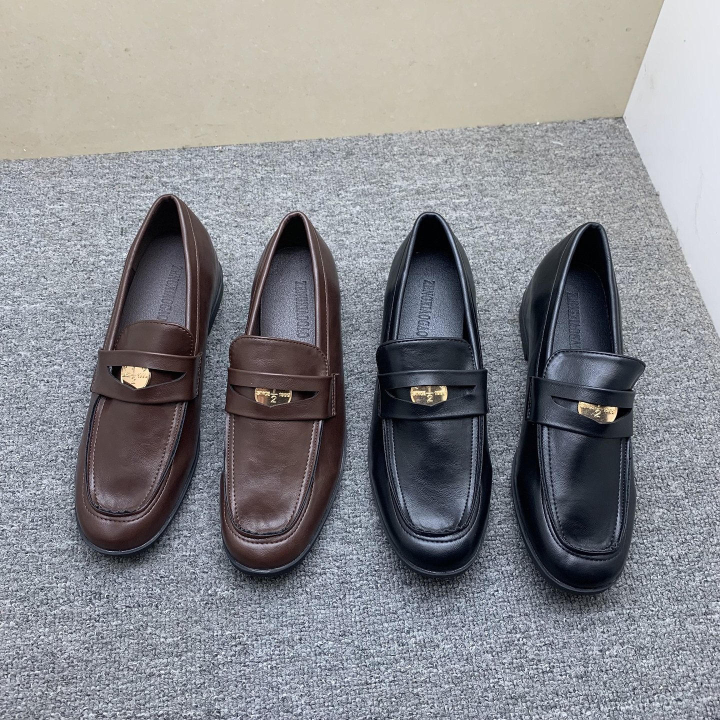 内增高棕色乐福鞋2026新款复古小金币一脚蹬平底法式小皮鞋单鞋女,女鞋,乐福鞋（豆豆鞋）,淘宝优惠券,粉丝福利购,淘宝优惠卷