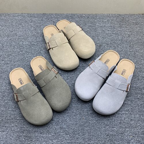 真皮女勃肯包头半拖厚底春秋新款
