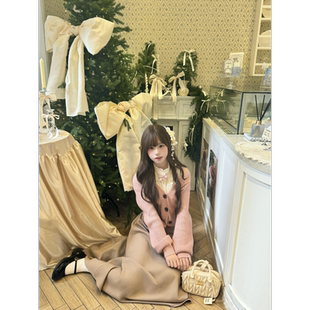 气质百搭显瘦毛织外套打底背心半身裙三件套装 时尚 花熏凛然 甜美