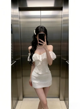 【美波文学】2026夏季新款法式气质复古波点荷叶边上衣配白色短裙