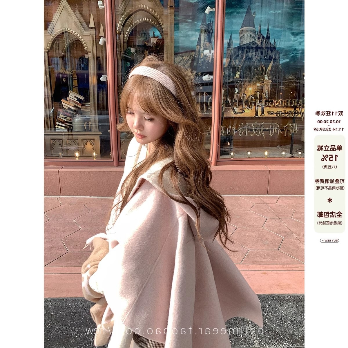 CallmeEar//双面异色披肩  拼色双面尼斗篷大衣女秋冬