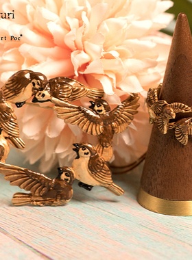 Palnart poc麻雀设计师原创小众品牌日式轻奢动物立体女胸针戒指