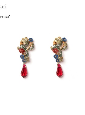 巡meguri原创Palnart poc小众设计感罗马风森系红色女人味耳环