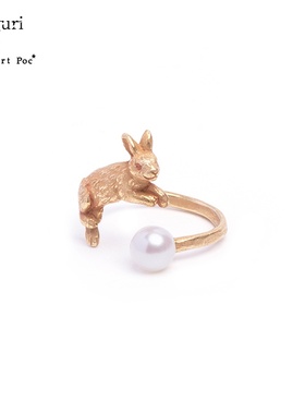 Palnartpoc兔子黄铜人造珍珠