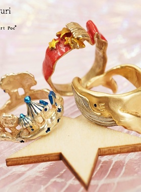 Palnart poc城市鲸鱼红色围巾可爱公主女森系少女心超仙ins潮戒指