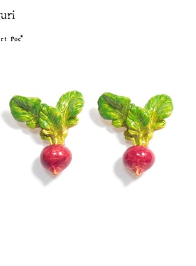 Palnart poc萝卜阳绿耳钉手作小众设计感高级绿色夏天水果菜耳环