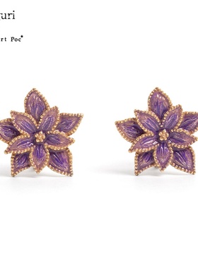 巡meguri手作Palnart poc铁线莲紫色花朵今年新款独特耳环女夏款