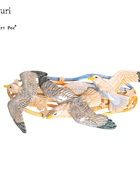 巡meguri手作Palnart poc蓝色海洋海鸥飞鸟森系甜美百搭发夹发饰