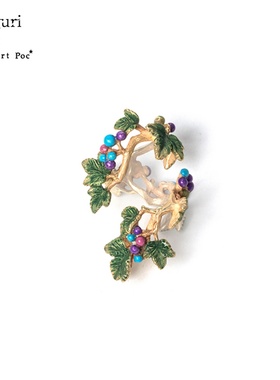 巡meguri手作Palnart poc新作植物园系列 复古紫色蛇葡萄耳夹耳挂