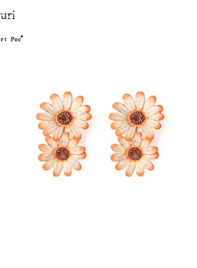 巡meguri原创Palnart poc新作植物园 非洲金盏花橙色温柔大花耳环