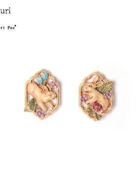 巡meguri日本手作Palnart poc小众设计感独特秘密花园小兔子耳钉