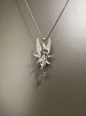 Vintage神鸟之翼Grey Moonlight Wand项链女小众十字架锁骨链配饰