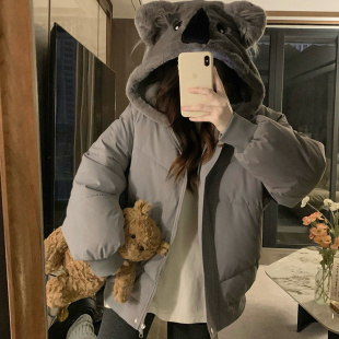 实拍 “软妹突击”街头考拉玩偶连帽棉服男女潮宽松面包服外套潮