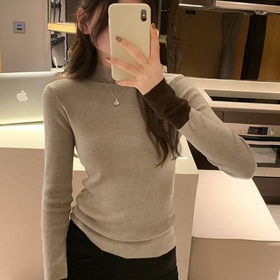 半高领短款毛衣女秋冬女装2025新款小个子修身中领内搭打底针织衫