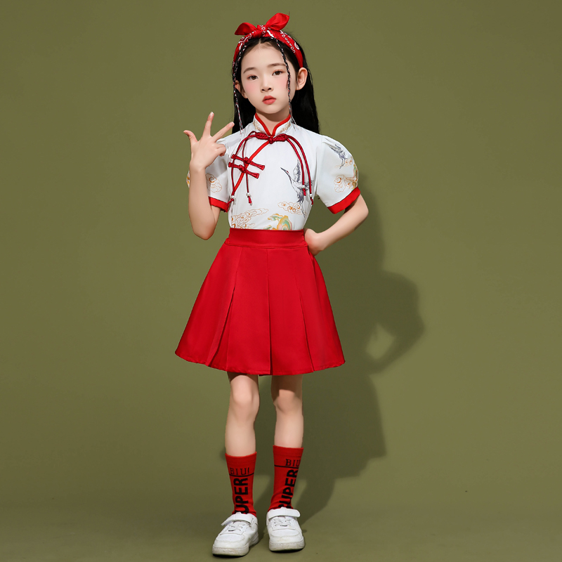 兒童六一演出服中國風(fēng)中小學(xué)生合唱表演服女童幼兒園漢服畢業(yè)套裝