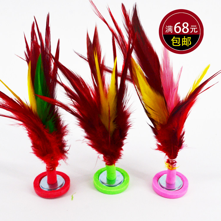 比赛毽子鸡毛羽毛毽球健身娱乐橡胶加厚耐用胶底彩色毽子学生运动