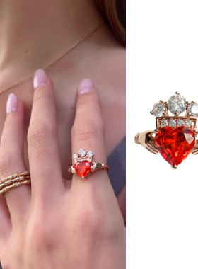 LHwindsor温莎珠宝可拉达芬达戒指爱心锆石小众复古款HEGALING