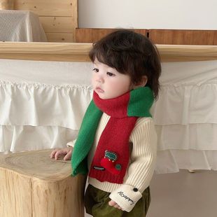 圣诞主题立体玩偶针织围巾儿童保暖加厚可爱围脖男女童秋冬季 宝宝