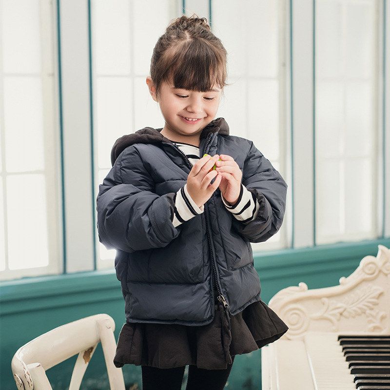 摆小童连裙90宝宝羽绒服中长款