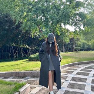 新款2025韩系秋冬女大衣羊毛外套羊绒中长款双面高级感立领加厚呢