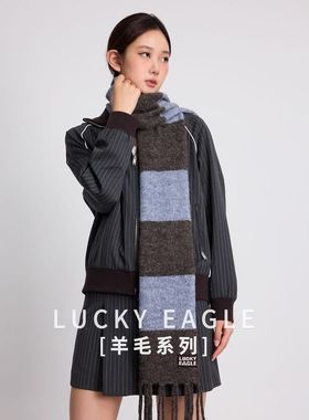 围巾时尚防寒秋冬同款流苏OBOB撞色羊毛围脖柔软亲肤保暖男女百搭