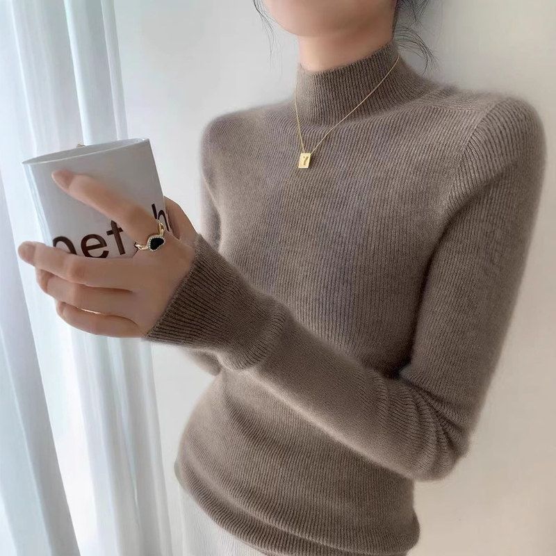 毛衣一线成衣羊绒衫山羊绒薄款秋冬针织衫显瘦半修身打底高领女