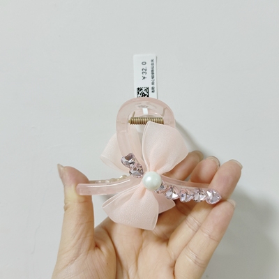 （满15包邮发货）永诗粉爱心钻蝴蝶结仙女四指抓夹