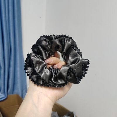 （满15包邮发货）超弹力超高品质缎面印花手工串珠双层蛮腰肠圈