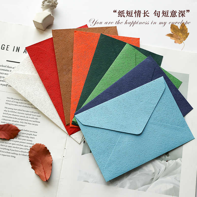 新款复古ins少女简约文艺高级感贺卡明信片袋经典木刻纹信封信纸创意火漆浪漫表白手写信封邀请函生日会请柬