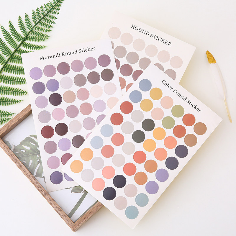 ins卡片装饰圆点贴纸莫兰迪色大地色彩色封口贴手帐卡片贴纸墙贴手账