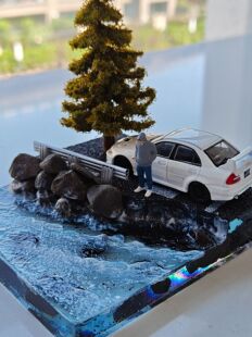 1:64车模海湾车道展示盒朋友男朋友礼物汽车模型地台微缩景观