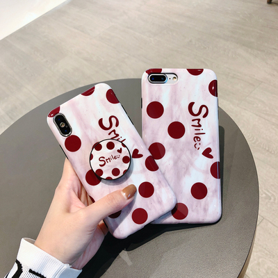 波点苹果x手机壳ins风复古iphone8/7plus/xs max/6s创意支架6.5寸