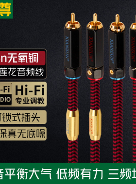 线尊 rca音频线双莲花头二对二hifi音响功放信号线CD机发烧级红白