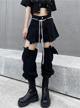 小众设计感可拆卸牛仔裤女春夏季短裤高腰宽松直筒裤显瘦阔腿裤子