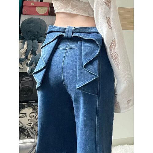 立体蝴蝶结刘亦菲同款牛仔裤女裤