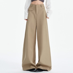 设计感休闲西装裤女春秋季2026新款高腰显瘦宽松垂感阔腿牛仔裤子