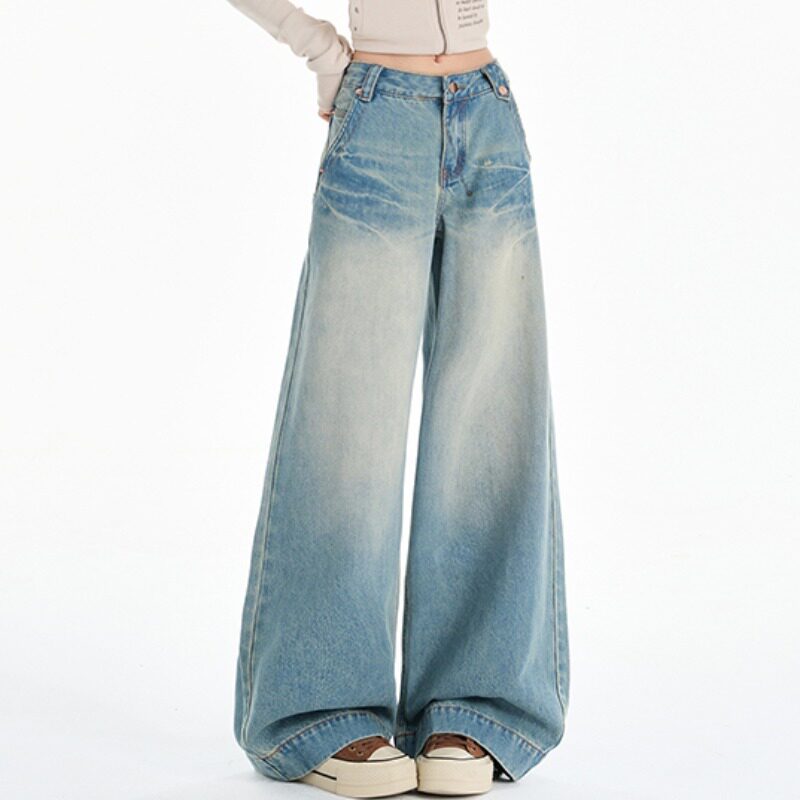 高个子加长牛仔裤女春秋季2026新款潮低腰显瘦宽松阔腿垂感拖地裤