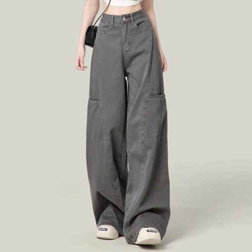 灰色工装女休闲裤子宽松bf慵懒风